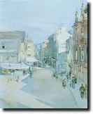 Abbeygate Street, watercolour, by Rose Mead, c. 1920.